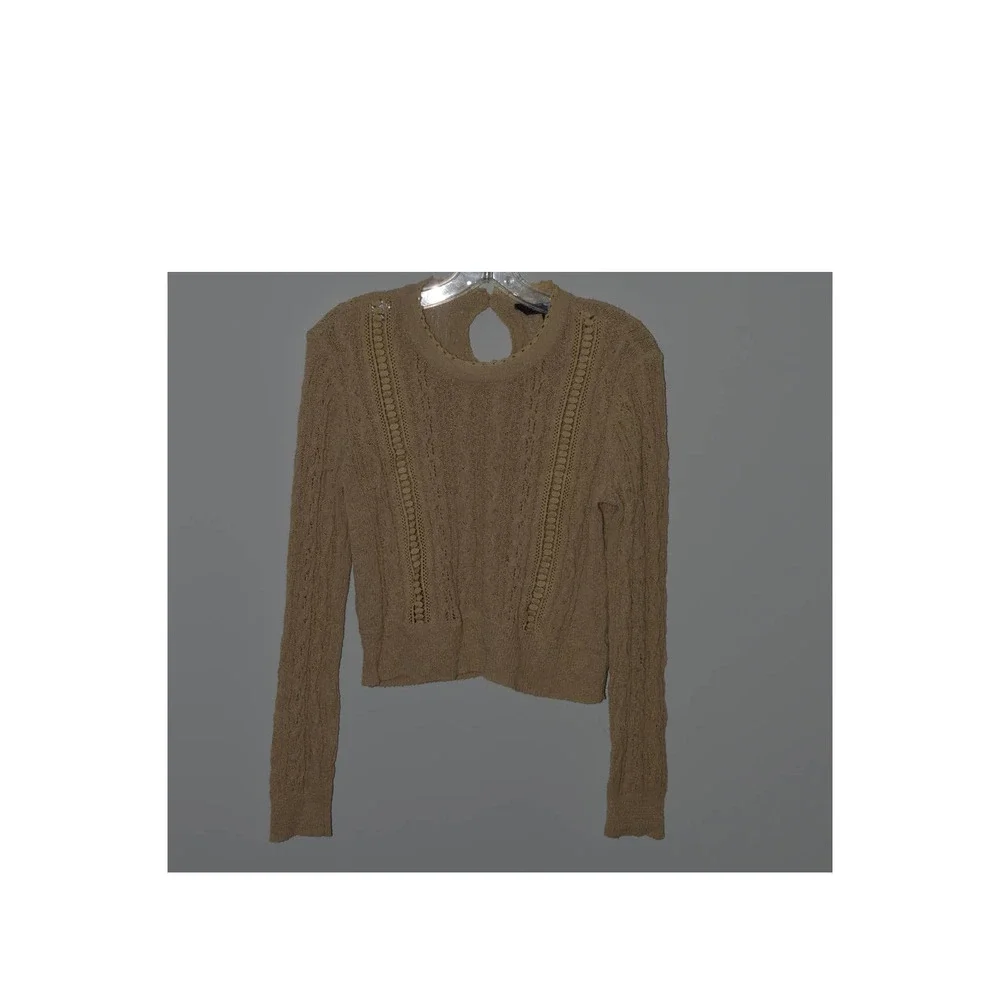 BCBGMaxAzria Crop Sweater Tan Brown Top M (Fits like a Small)